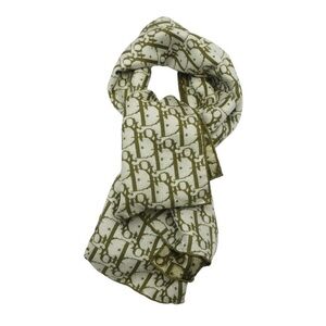 Green Christian Dior Silk Monogram Scarf